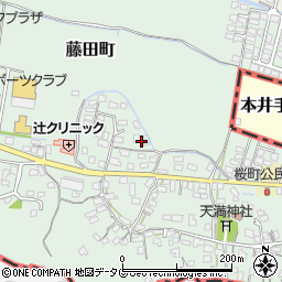 福岡県大牟田市藤田町周辺の地図