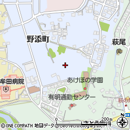福岡県大牟田市野添町周辺の地図