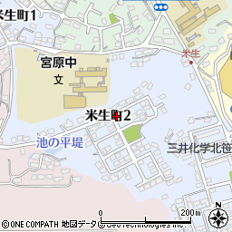 福岡県大牟田市米生町周辺の地図