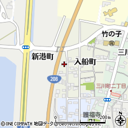 福岡県大牟田市入船町周辺の地図