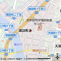 福岡県大牟田市諏訪町周辺の地図