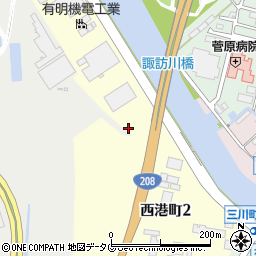 福岡県大牟田市西港町周辺の地図