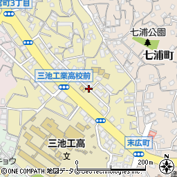 福岡県大牟田市上官町周辺の地図