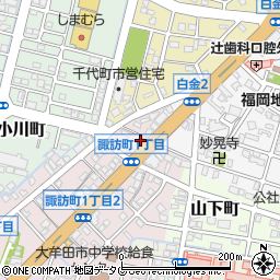 大牟田白金郵便局周辺の地図