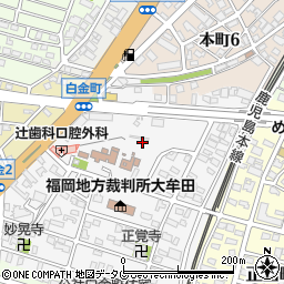 福岡県大牟田市白金町周辺の地図