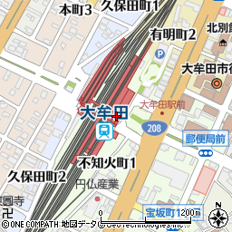 ファミリーマートＪＲ大牟田駅店周辺の地図