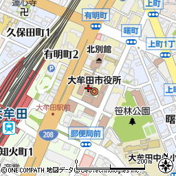 大牟田市役所企画総務部　財政課周辺の地図