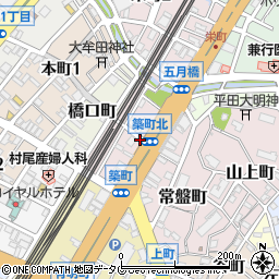 福岡県大牟田市築町周辺の地図