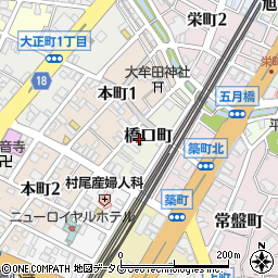 福岡県大牟田市橋口町周辺の地図