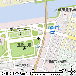 福岡県大牟田市西新町周辺の地図
