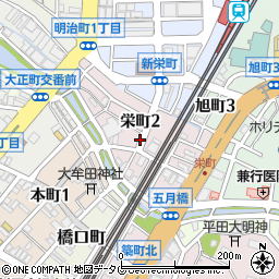 福岡県大牟田市栄町周辺の地図