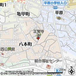 福岡県大牟田市八本町周辺の地図
