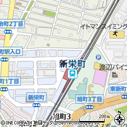 タイムズ西鉄新栄町駅前駐車場周辺の地図
