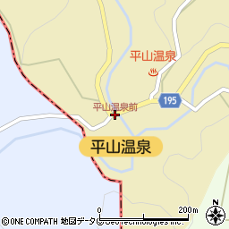 平山温泉前周辺の地図