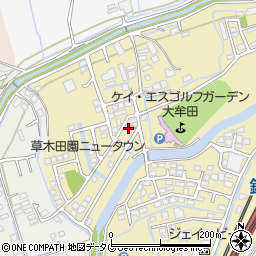 福岡県大牟田市草木1248-14周辺の地図