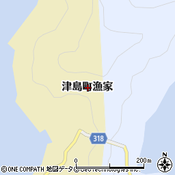 愛媛県宇和島市津島町漁家周辺の地図