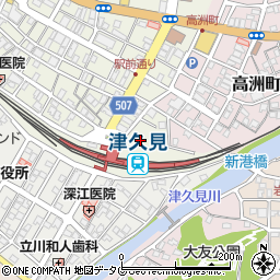 津久見市商店街公共駐車場周辺の地図