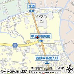 福岡県柳川市大和町中島2周辺の地図