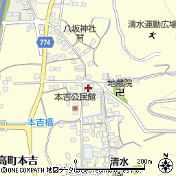 福岡県みやま市瀬高町本吉875周辺の地図
