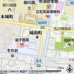 福岡県柳川市城南町8周辺の地図