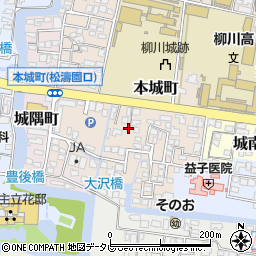 福岡県柳川市本城町66周辺の地図