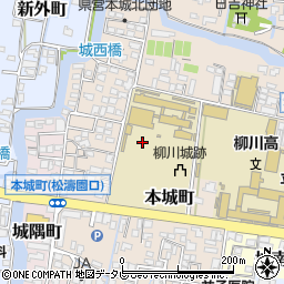 福岡県柳川市本城町周辺の地図