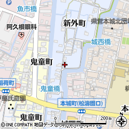 福岡県柳川市新外町23周辺の地図