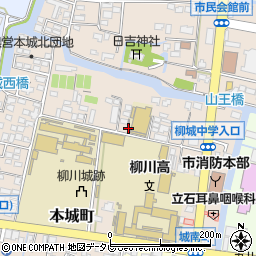 福岡県柳川市本城町16周辺の地図
