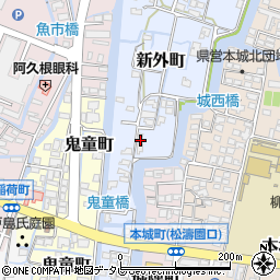 福岡県柳川市新外町23-2周辺の地図