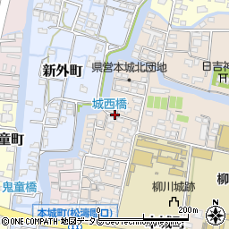 福岡県柳川市本城町39-1周辺の地図