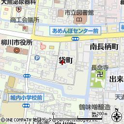福岡県柳川市袋町周辺の地図