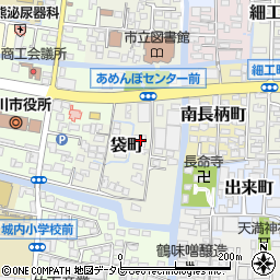 福岡県柳川市袋町14周辺の地図