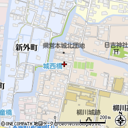 福岡県柳川市本城町39-16周辺の地図