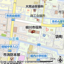 柳川市役所周辺の地図