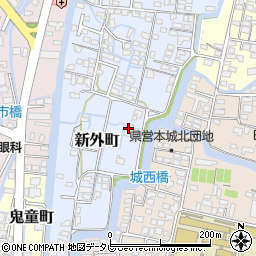 福岡県柳川市新外町周辺の地図