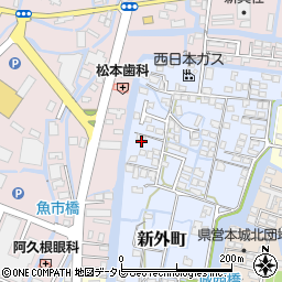 福岡県柳川市新外町73周辺の地図