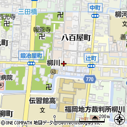 福岡県柳川市西魚屋町1周辺の地図