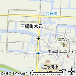 福岡県柳川市三橋町木元周辺の地図
