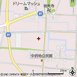 福岡県筑後市中折地周辺の地図