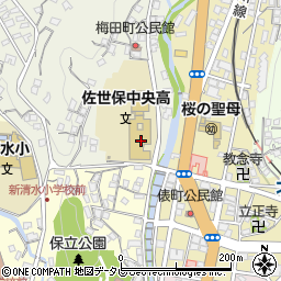 長崎県立佐世保中央高等学校　定時制夜間部職員室周辺の地図