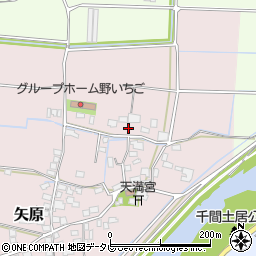 福岡県八女市矢原周辺の地図