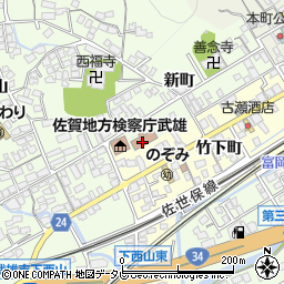 武雄簡易裁判所周辺の地図