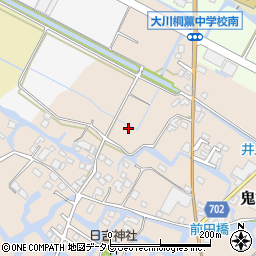 福岡県大川市鬼古賀周辺の地図
