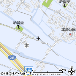 福岡県大川市津周辺の地図