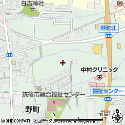 福岡県筑後市野町周辺の地図
