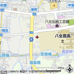福岡県八女市本町新町周辺の地図