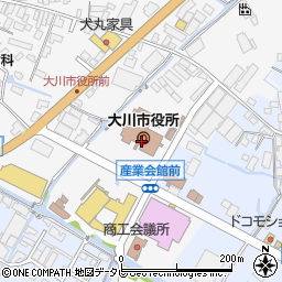 大川市役所　福祉事務所保護係周辺の地図