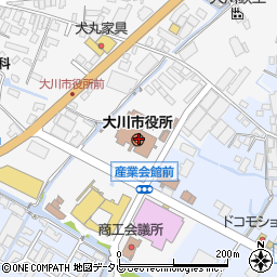 福岡県大川市周辺の地図