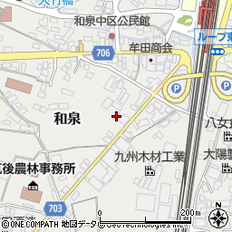 福岡県筑後市和泉374周辺の地図