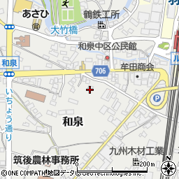 福岡県筑後市和泉388-4周辺の地図